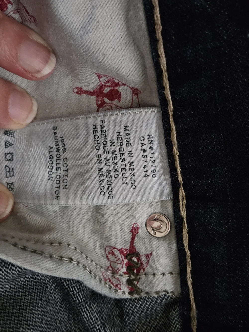 True Religion Men's Dark Blue Washed Straight Jeans